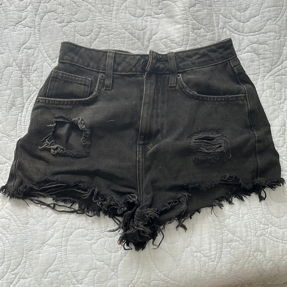Distressed Black Jean shorts